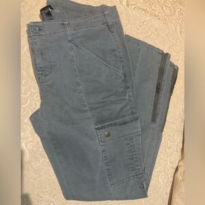 Ladies Khaki London Jeans Size 8 Chinos Skinny Ankle Zipper Hip Pockets Stretch